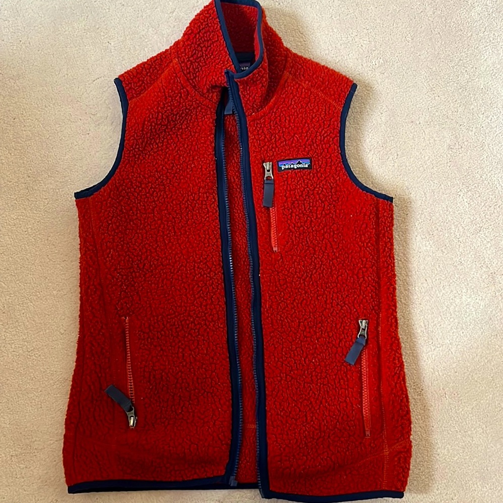 Burnt orange and Navy Patagonia vest